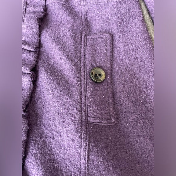 J McLaughlin Purple Long Sweater Coat Ruffles Buttons 100% Wool Size M - Picture 3 of 8